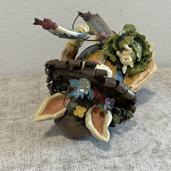 RARE UNIQUE FAUX CARVED WOOD BUNNY RABBIT FIGURINE 12” TALL - Picture 12 of 12